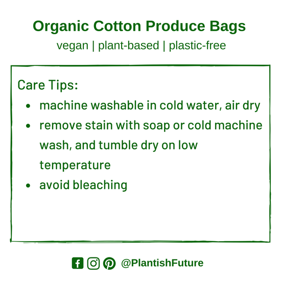 Organic Cotton Produce Bags - Set of 3